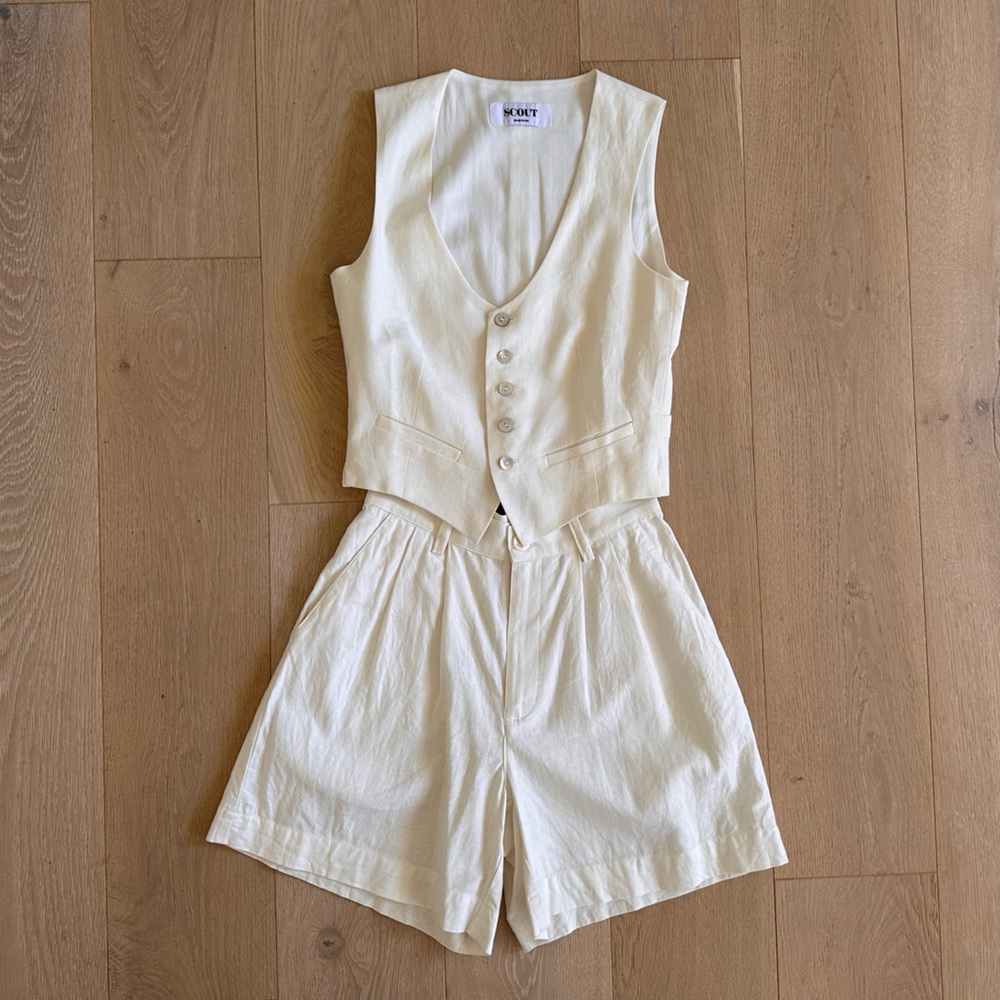 Scout Goods Vest & Shorts Set - Salt Linen